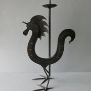 Bougeoir coq en fer forgé, brutaliste