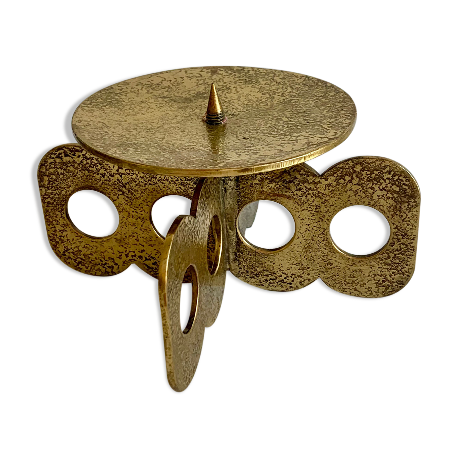 Brutalist bronze candleholder, 1970s