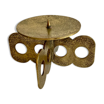 Brutalist bronze candleholder, 1970s