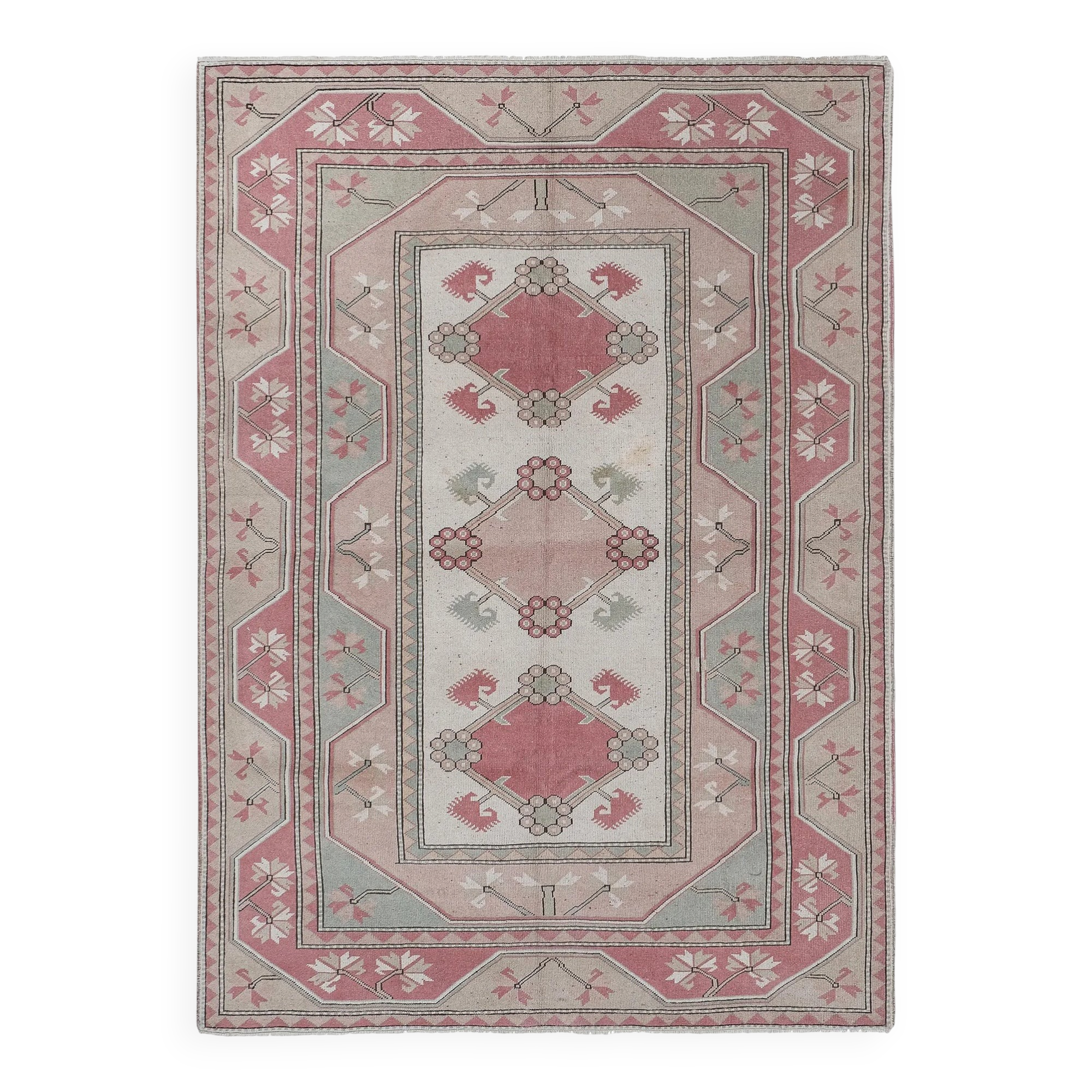 Vintage Turkish handmade rug 212x304 cm