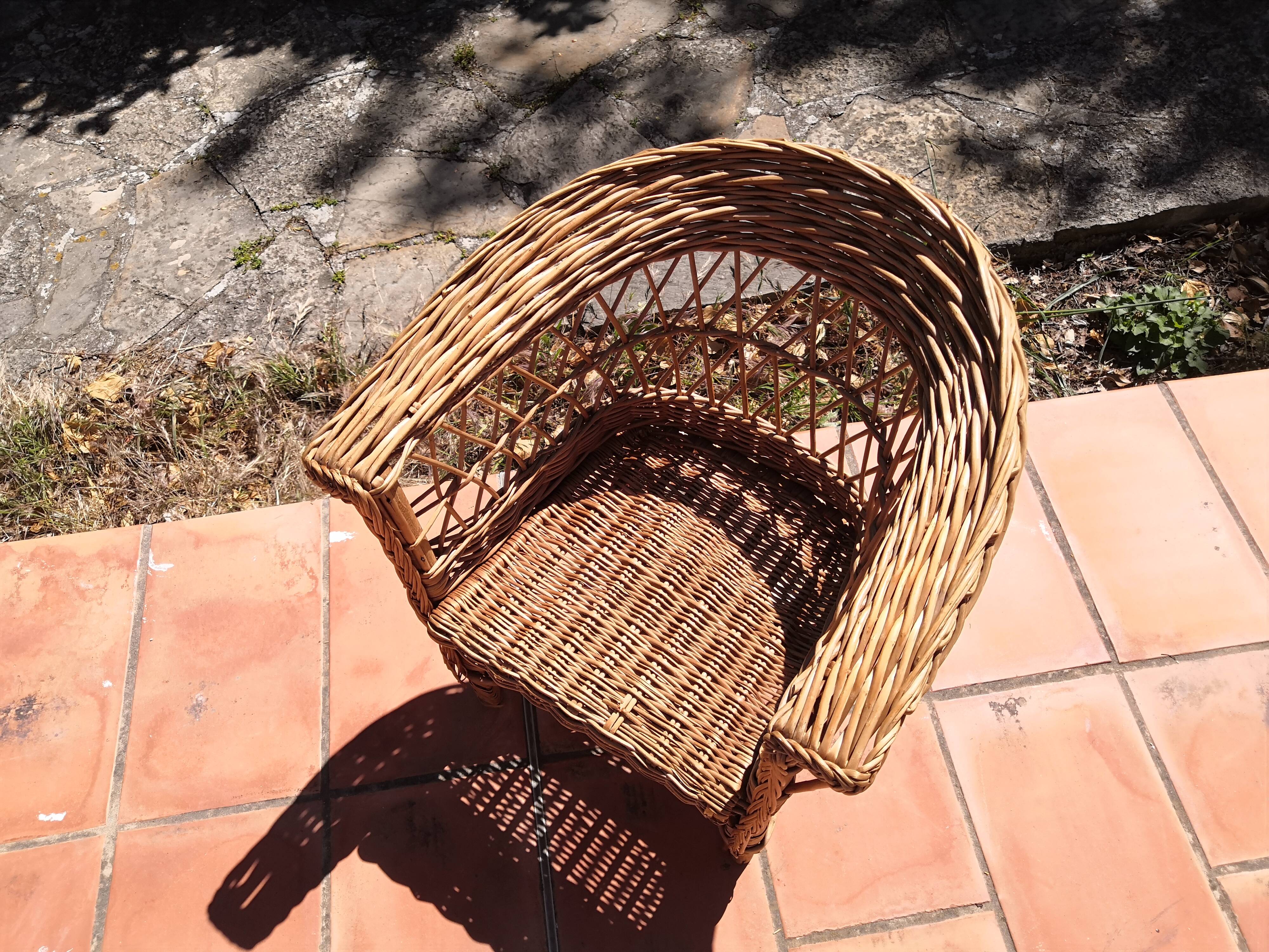 Vintage rattan children's armchair 1960