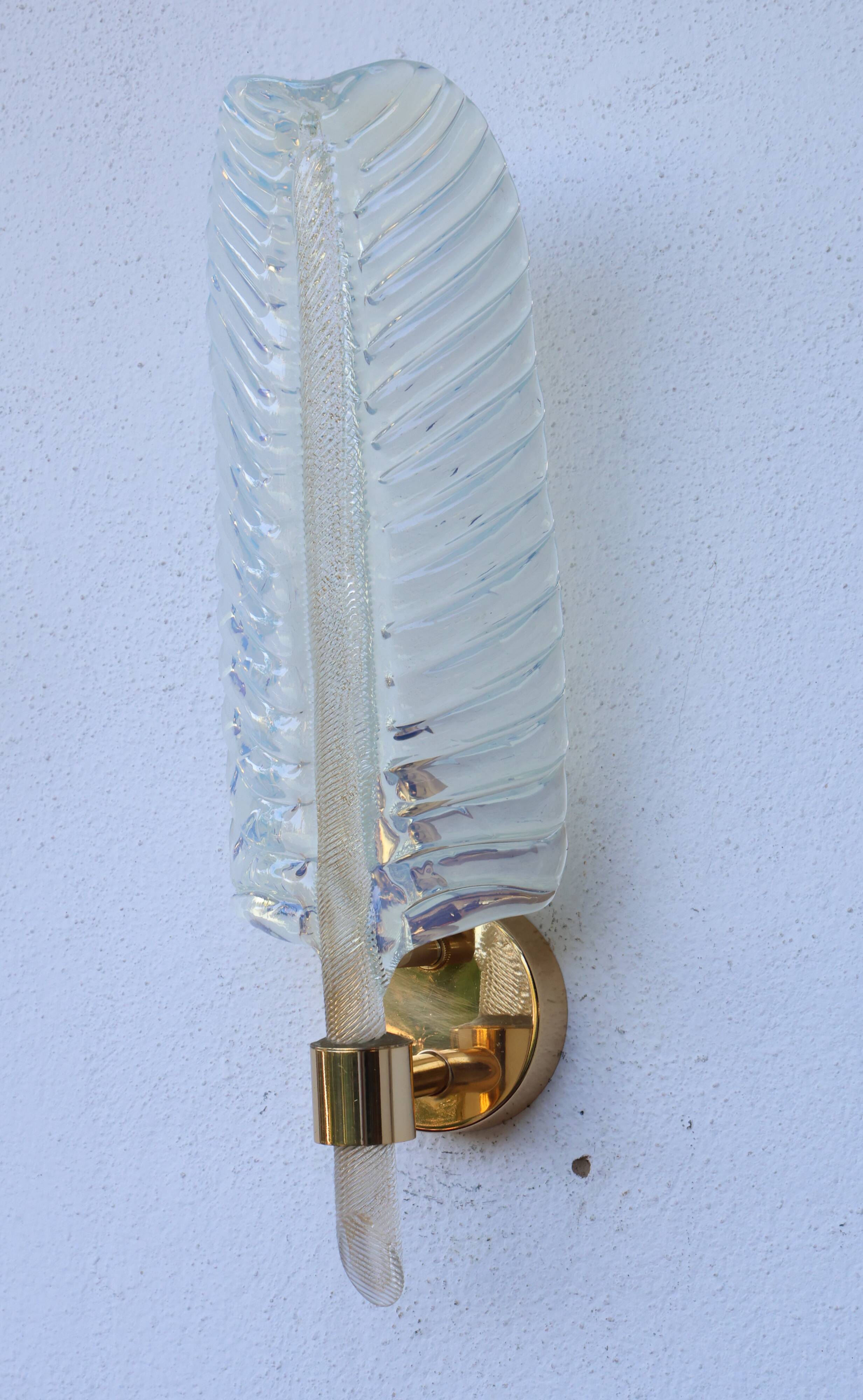 Rare Set of 2 Luxury Barovier e Toso Leaf Wall Light