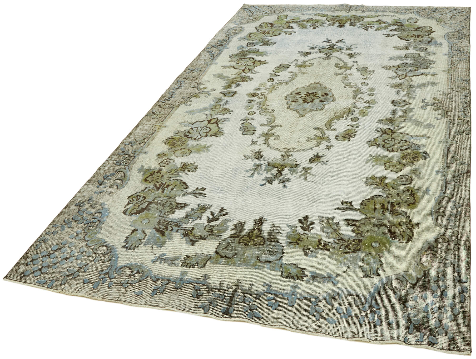 Hand-knotted antique anatolian 1970s 206 cm x 318 cm blue carpet