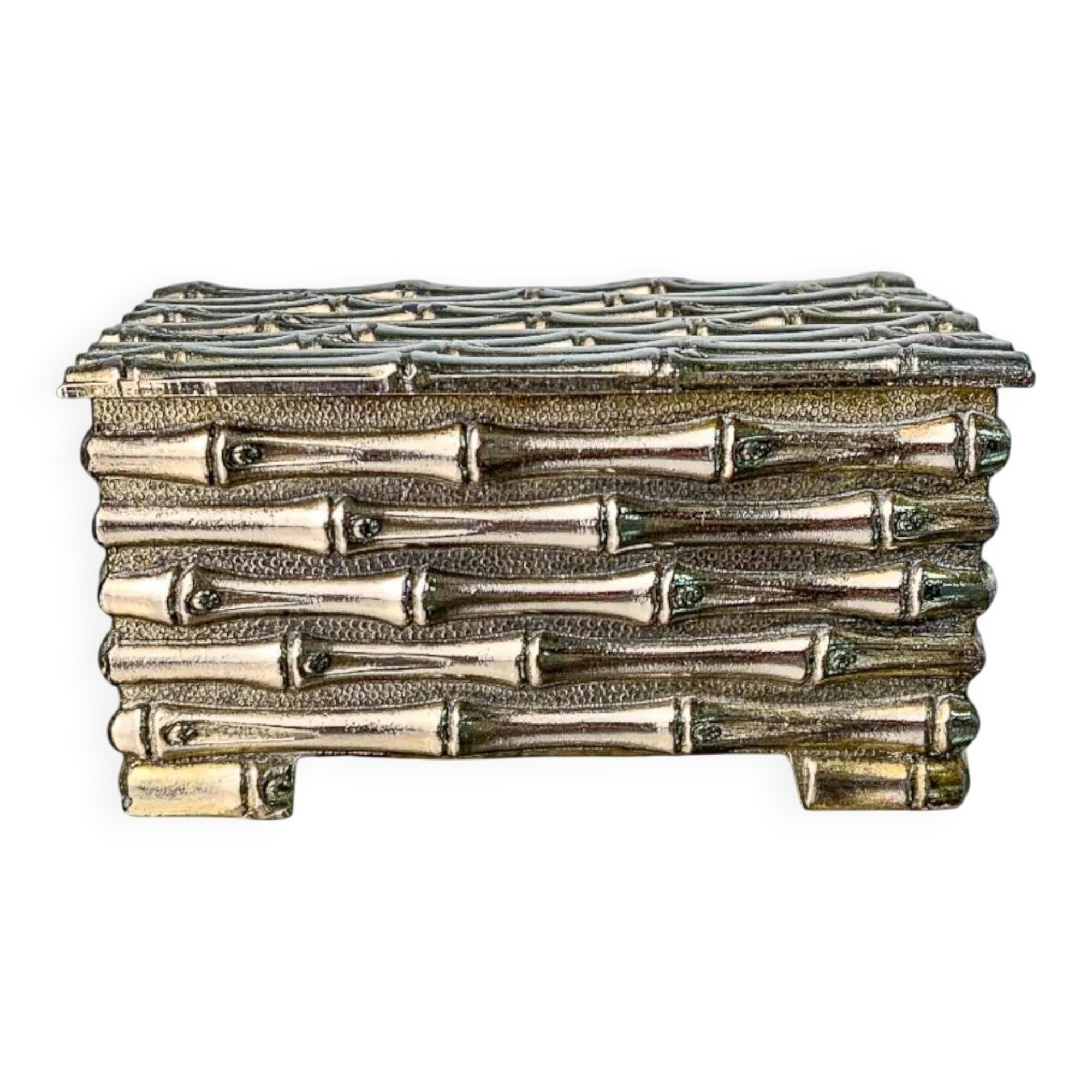 Maison Baguès silver-plated faux bamboo box, France, circa 1960s