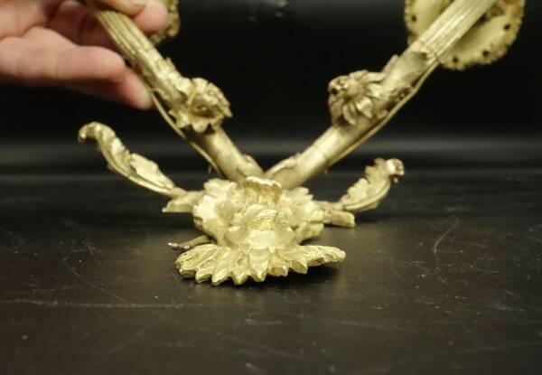 Large pair of Louis XVI style sconces from the 19th century - gilded bronze