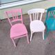 Set of 6 mismatched vintage bistro wooden chairs