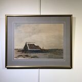 Tableau, aquarelle, paysage camarguais, signée et datée