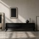 Mid-Century Modern Scandinavian Dark Oak Sideboard with Metal Handles