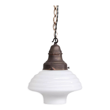 Suspension française opaline et laiton