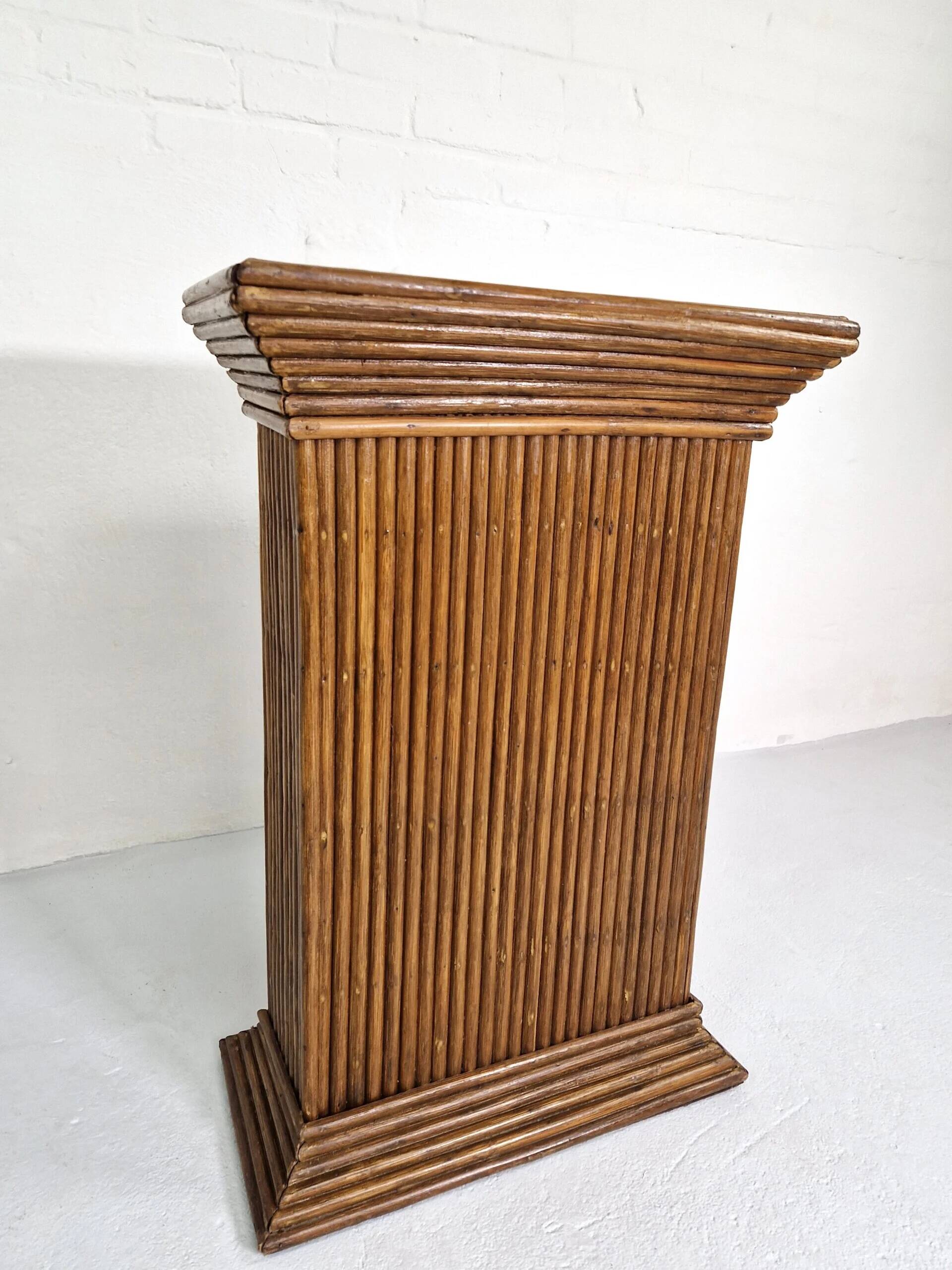 Gabriella Crespi style pencil reed planter stand, 1970s