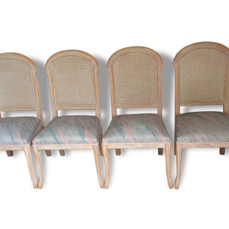 4 chaises dos cannée hêtre cérusé