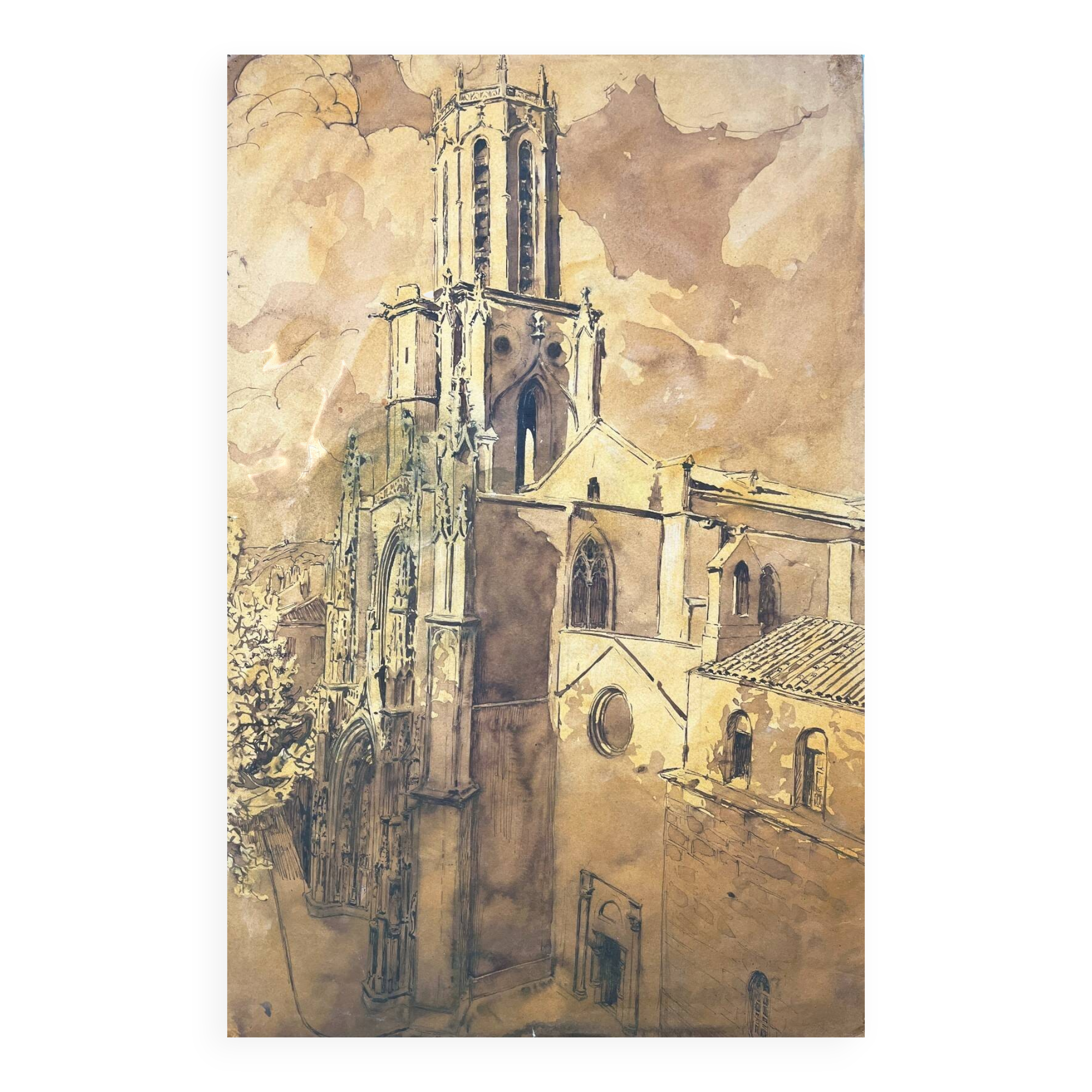 Table study wash Aix attr. Ed. Pannetier (1884-1965) architecture