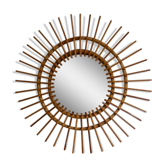 Mirror sun rattan years 70 58 cm