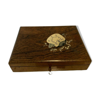 Painting box in rosewood and brass marquetry engraved xiX century