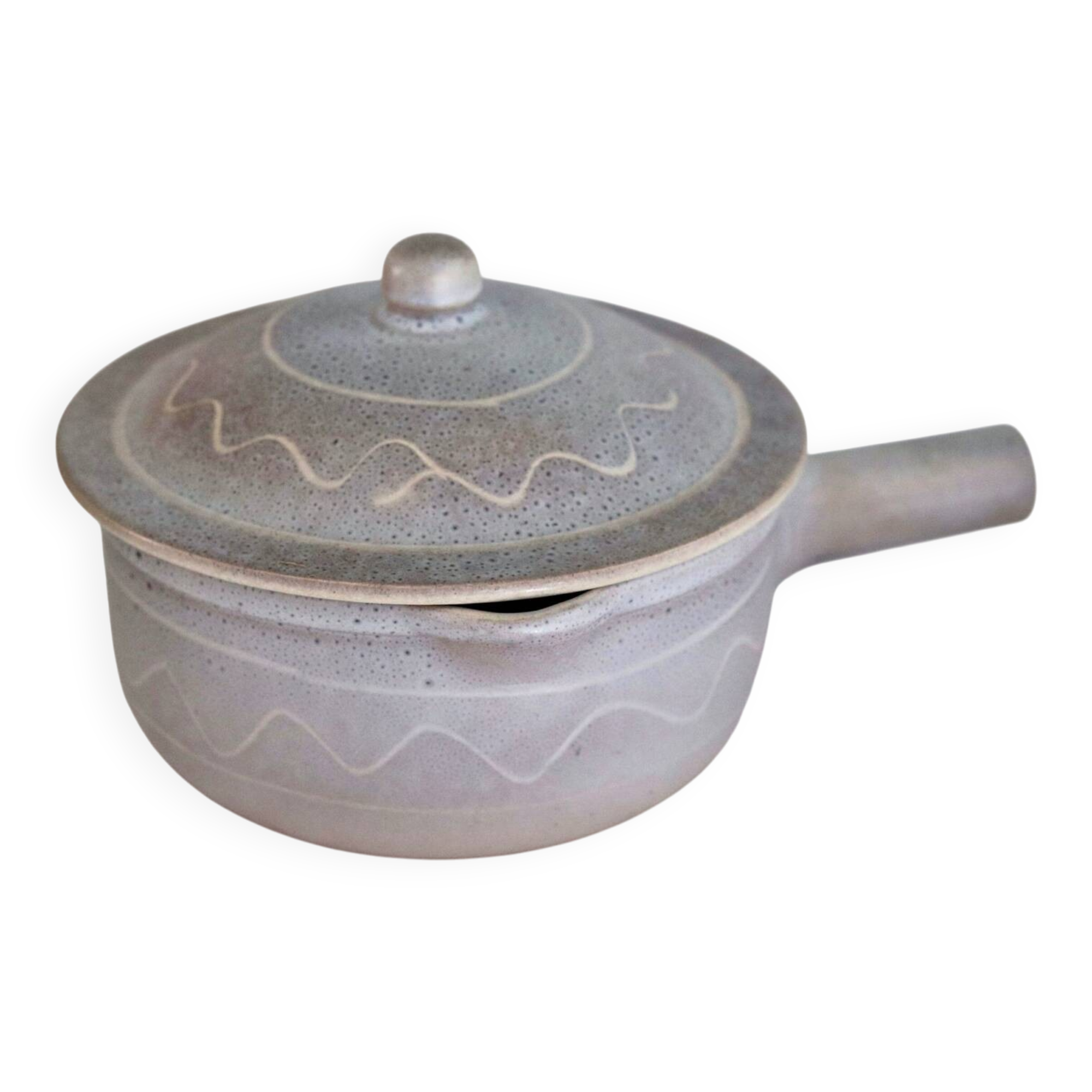 Enamelled terracotta saucepan