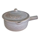 Enamelled terracotta saucepan