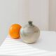 Beige Bernd Röter Studio Ceramic Vase by Clemenswerth Germany, Vintage Mid-Century with Green-Blue Glaze