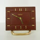 Table clock, pendulum, Bayard in leather covered brown and brass