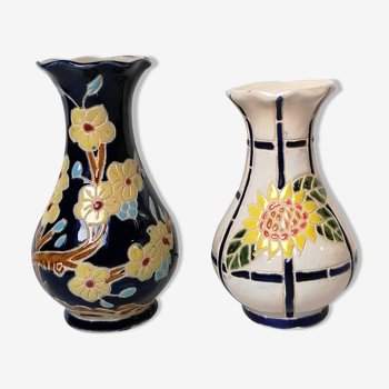 Duo of glazed ceramic vases