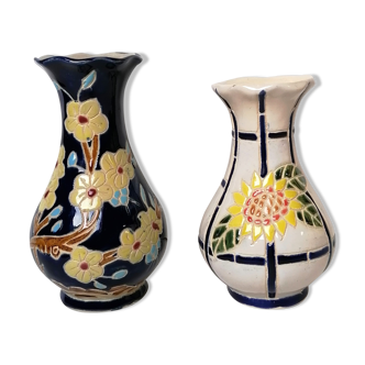 Duo of glazed ceramic vases