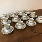 Service of 12 porcelain coffee cups, Raynaud, Limoges, 1950s.