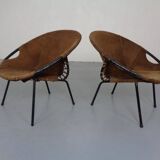 Set of vintage suede lounge chairs from Lusch, Germany, 1960s.