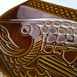 Dish Digoin fish relief 61cm khaki brown