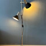 Vintage black mid-century floor lamp with two aluminium spots