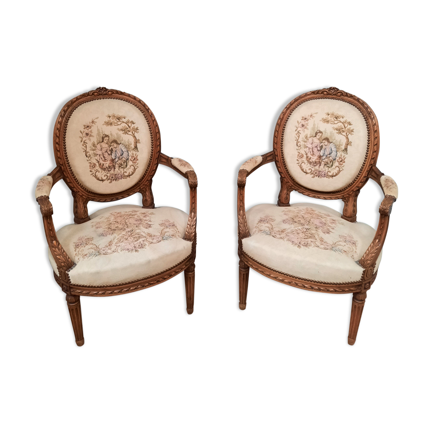 Paire de fauteuils style Louis XVI