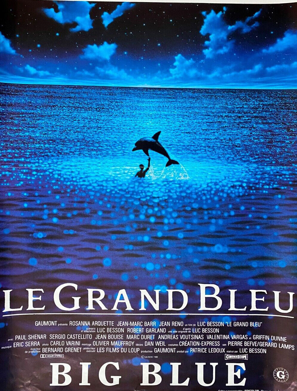 Original cinema poster "Le Grand Bleur" Jean Reno, Luc Besson 33x50cm 1988