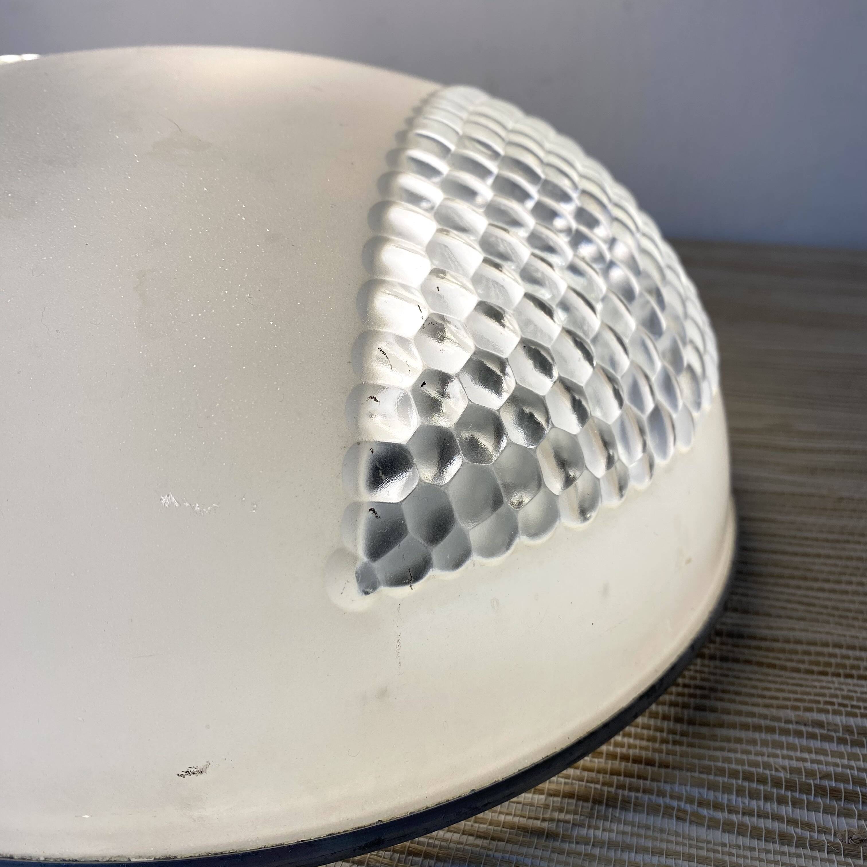 Industrial glass ceiling light, 60s-70s