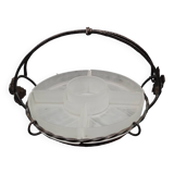Art Deco wrought iron and frosted glass servant with vine leaves circa 1930