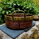 Gabriella Crespi vintage rattan and brass plateau from the 1960s.