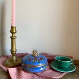 Old blue earthenware jewelry box