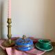 Old blue earthenware jewelry box