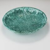 Eva Ruffoni Grand Bol Art Fruitier en Céramique Turquoise, 15 pouces de diamètre, Italie, années 1980