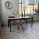 Table de ferme noyer pieds fuseaux 1950