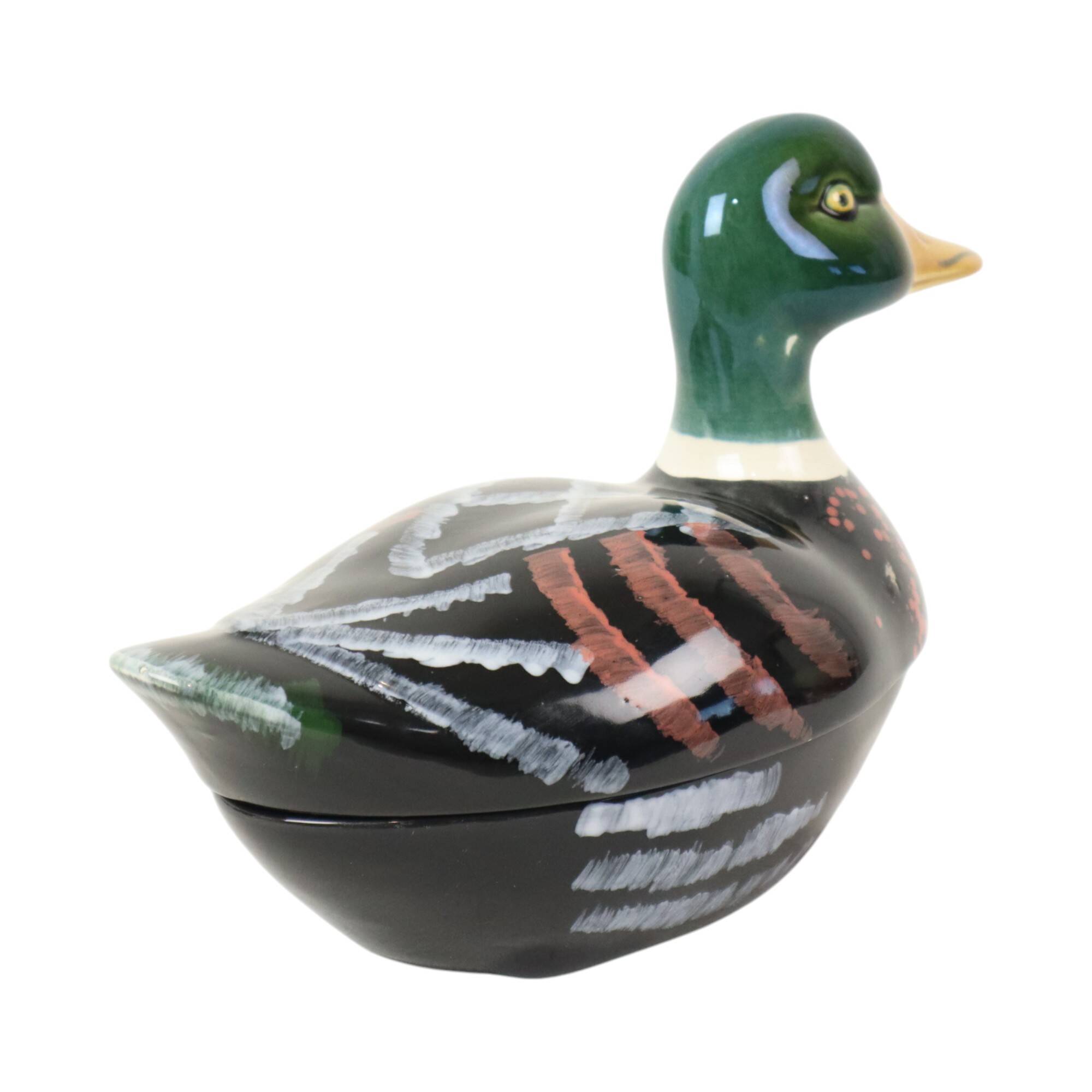 Sixties Michel Caugant Duck Terrine Pate Mold Glazed Earthenware