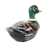 Terrine canard en terre cuite émaillée par Michel Caugant, années 60