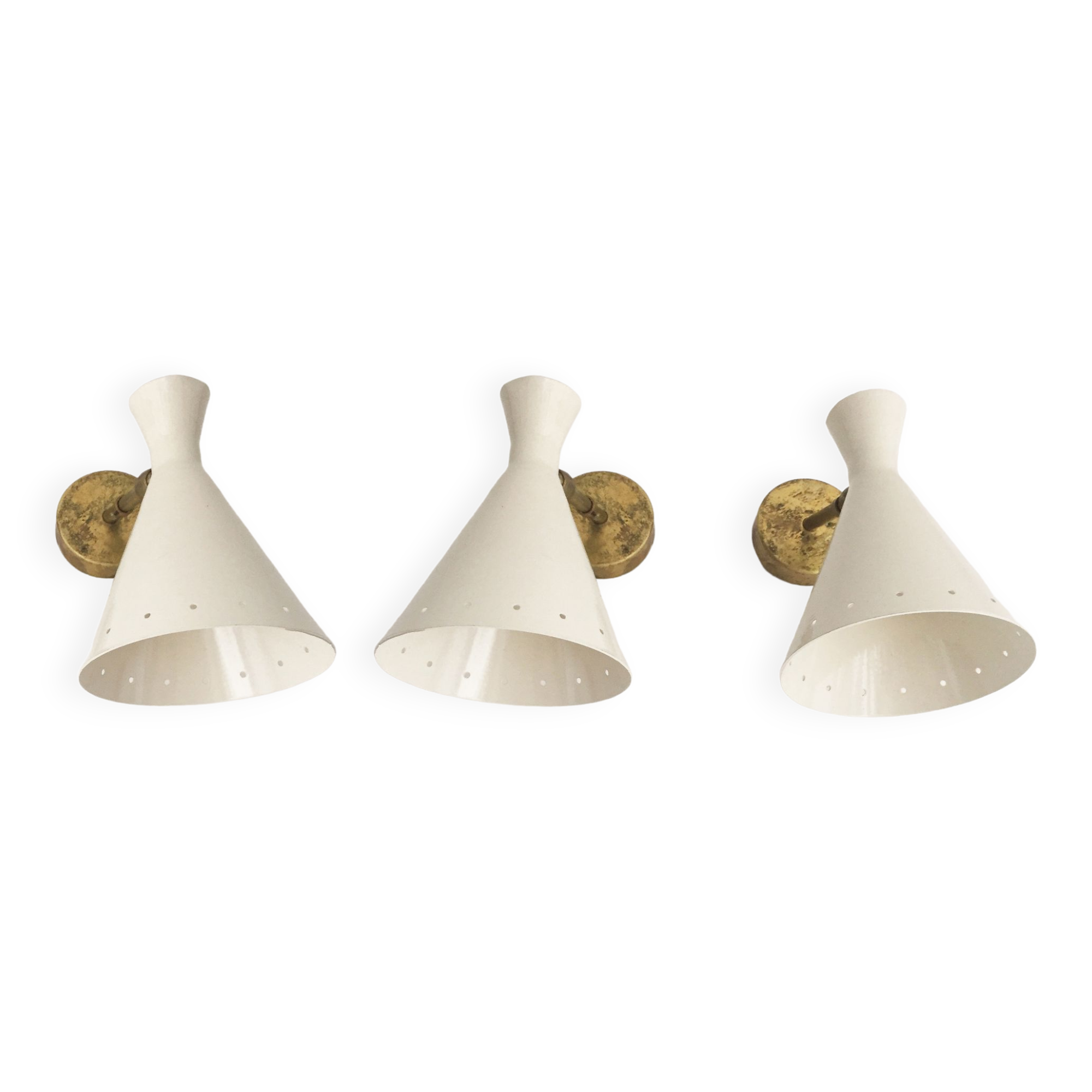 Suite of three Italian wall lights 1950