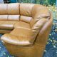 Large 6-seater corner sofa in cognac brown genuine leather