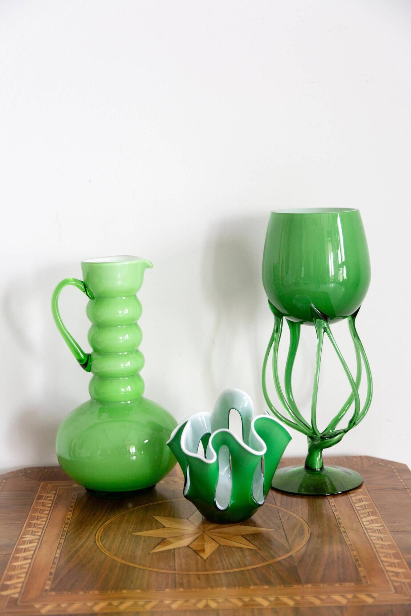 Vintage artistic green vase from the mid-century, Poland, Europe, 1970s.