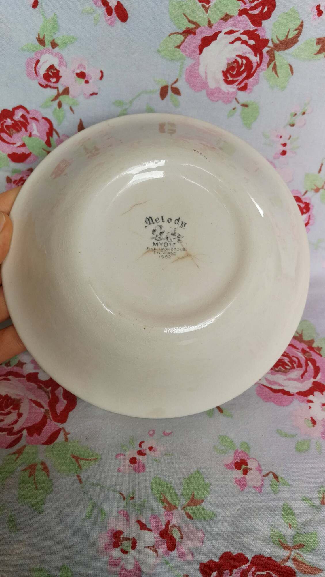 Former Melody Myott Bowl in English Iron Earth Blue Flowers