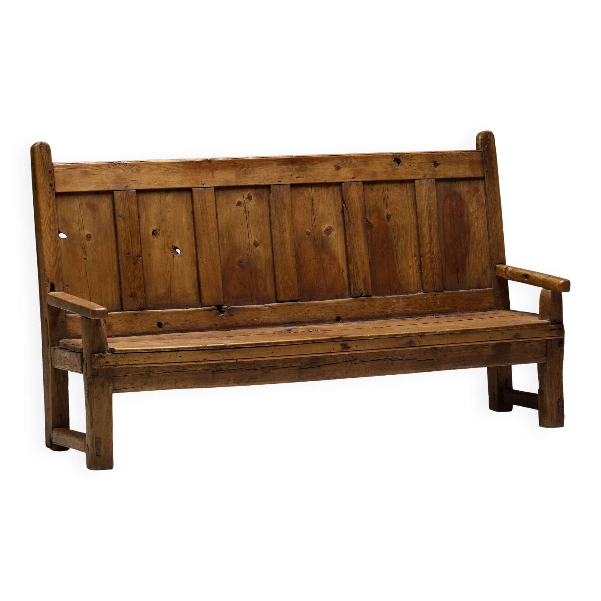 Rustic Travail Populaire Bench, France, 19th Century