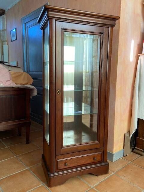 Louis XVI style cherry wood display case