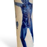 Silvia radu (1935) biscuit vase with blue enameled decoration of dancers
