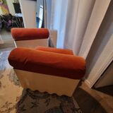 Superb pair of 70s drivers, orange velvet, plastic shell ...