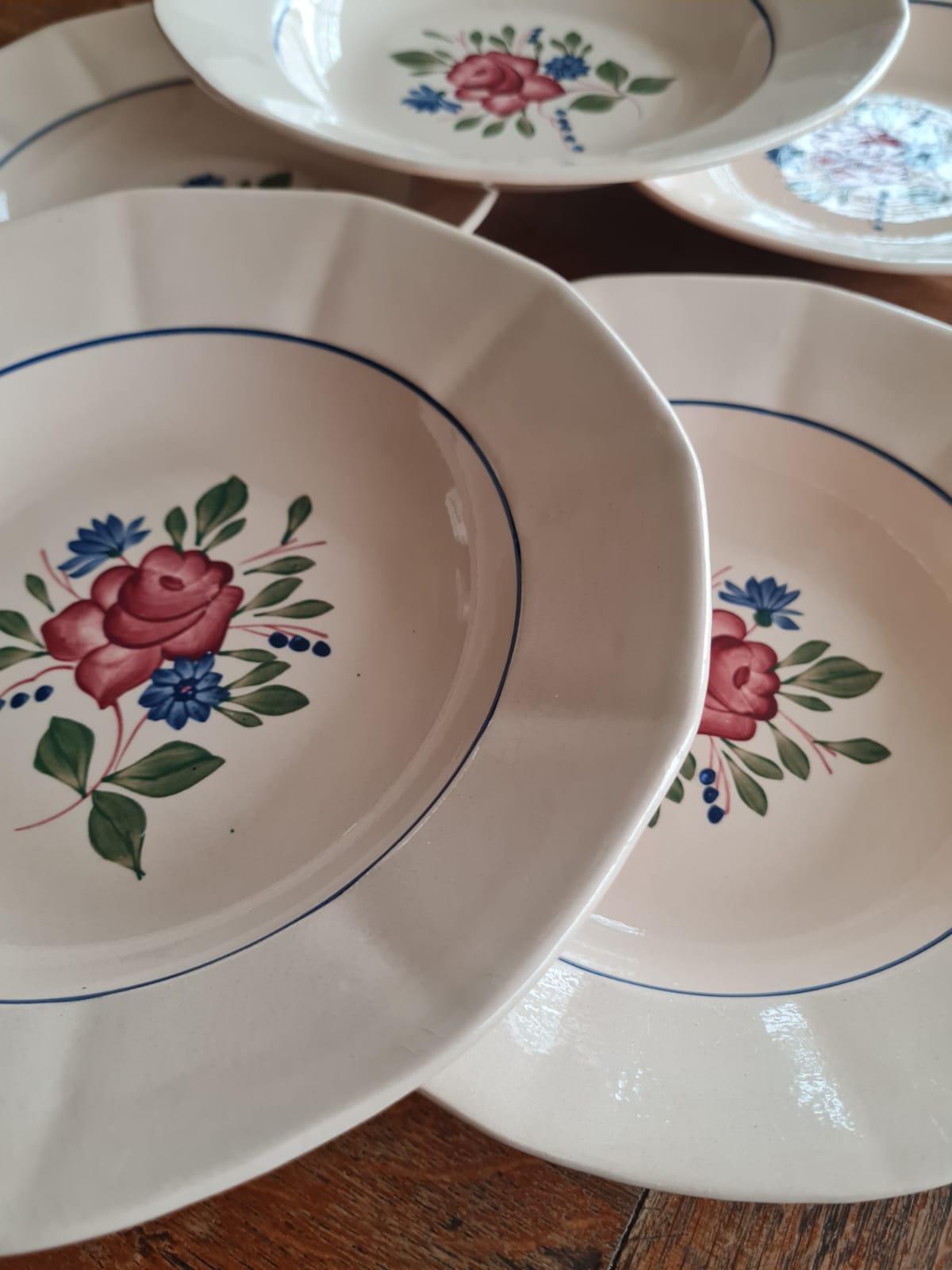 Set of 6 hollow plates Digoin Sarreguemines