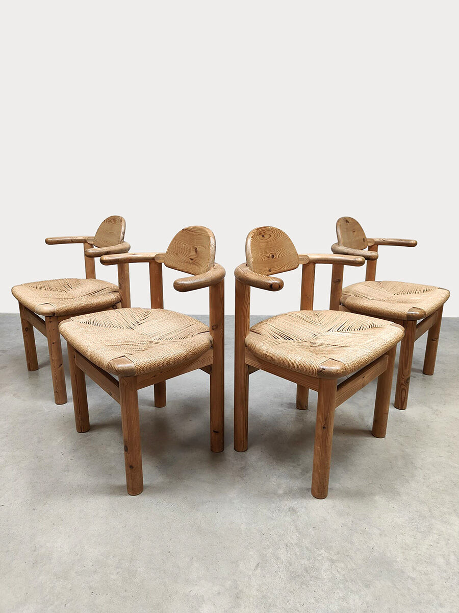 Vintage Rainer Daumiller papercord dining chairs Hirtshals Savværk