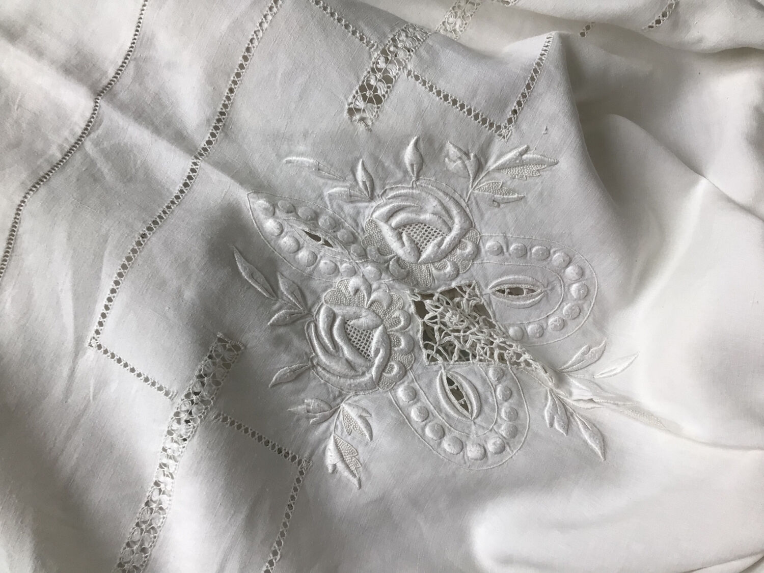 Antique embroidered sheet